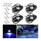 Rock Lights for Trucks, 4 Pods LED Rock Lights, IP67 Waterproof Neon Rock Lights Kits for Pickup ATV Off Road SUV, High Brightness Multifunction Underglow Lighting Glow Trail Rig Lamp (Blue)