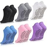 Ultrafun 6 Pairs Grip Pilates Socks for Women Non Slip Yoga Socks for Barre Ballet Barefoot Workout Hospital (US, Alpha, One Size, Regular, Regular, 6Pairs-Multicolor)