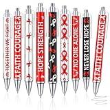 Dispowreath 48 Pcs Red Ribbon Awareness Pens Red Ribbon Week Ballpoint Pens Bulk Faith Courage Hope Strength Health Cancer Awareness Favor Gifts for Heart Disease Sepsis AIDS Awareness Items