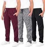 3 Pack Boys Girls Athletic Pants Sweatpants Active Kids Teen Open Bottom Fleece Youth Training Pajama Warm Performance Workout Activewear Winter Warm Sports Running Quick Dry Dri Fit- Set 6,M(8-10)