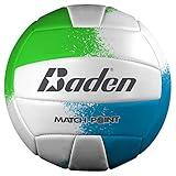 Baden | Match Point | Cushioned Synthetic Leather | Outdoor Recreation Backyard Volleyball + College Camp Ball | All Ages | Official Size 5 | Neon Green/Blue/White