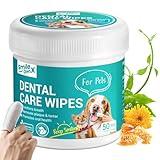 SmileDenX Dog Dental Care Wipes - Cat & Dog Teeth Cleaning Finger Wipes - Dog Tooth Brushing Kit Dental Wipes - Reduces Plaque & Freshens Breath (50 Pcs)