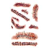 Zombie Scars Tattoos Xllree Bloody Scar with Fake Blood Costume Makeup Halloween Decorations Party Favor