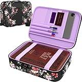 DEHITE Bible Case for Men – Bible Bag for Women – Floral Black Large Size – Fits Book 10.1 x 7.1 x 1.9 in – Pen Slots – Zippered Pocket – Shoulder Strap – Premium Fabric – Church Christian Gift