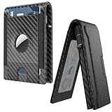 Airtag Wallet for Men - Carbon Fiber Smart Wallet with Pop-Up Mechanism | RFID Blocking Minimalist Bifold Holds 12+ Cards & ID Window | AirTag Holder (No AirTag Included) | Gift for Dad/Husband