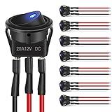 Nilight 8PCS 12V 20A Round Blue Toggle LED Rocker Switch On-Off Control SPST 3Pins for 12V Car Truck Boat Marine Off-Road Vehicle with 24PCS Wires