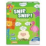 Skillmatics Scissor Skills Activity Book - Snip Snip Animals, Stocking Stuffers, 25 Fun Cutting & Creative Activities, 2 Child-Safe Scissors, Felt Craft Kit, Christmas Gift for Kids Ages 3, 4, 5, 6, 7