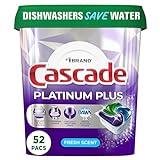 Cascade Platinum Plus Dishwasher Pod, Dish Detergent ActionPacs, Dishwasher Detergent, Fresh, 52 Count