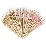 300Pcs White Gold Pink Pearl Cocktail Picks - 4.7 Inch Cocktail Toothpicks for Appetizers, Bamboo Skewers for Food,Fruit,Drinks,Party,Home,Bar,Charcuterie Boards Accessories