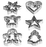 Christmas Cookie Cutter Set - Gingerbread Man, Snowflake, Christmas Tree, Heart, Star, Angel - 18 Piece Christmas Cookie Cutters, Cookie Cutters Christmas Shapes for Holiday Winter Baking