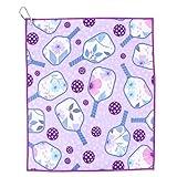 Millie Rose Pickleball Towels in Fashionable Prints - Cute 15x17 inch Microfiber & Cotton Athletic Towels with Carabiner Clip - Pickleball Accessories, Pickleball Gifts (Prettiest Purple)