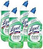 Lysol Toilet Bowl Cleaner Gel, For Cleaning and Disinfecting, Stain Removal, Forest Rain Scent, 24oz (Pack of 4)