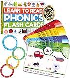 Phonics Flash Cards - Learn to Read in 20 Stages - Digraphs CVC Blends Long Vowel Sounds - Games for Kids Ages 4-8 Kindergarten First Second Grade Homeschool Educational Study Activity