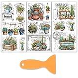 OLYCRAFT 3pcs/Set Cactus Poetry Rub on Transfers for Furniture and Crafts 6x12 Inch Cactus Theme Furniture Transfer Sticker Decals Transfer Stickers Rub on Decals for Wood Furniture Home Decoration