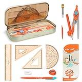 Geometry Set for Students, Math Protractor Compass with Rulers, Box of Protactor Kit for Class Supplies and School, Christmas Stocking Stuffers for Kids Toddler 12 Pcs