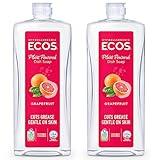 ECOS Grapefruit Dish Soap - Cuts Grease & Food Residue, Hypoallergenic, Sustainable Liquid, 50 Ounces (Pack of 2)