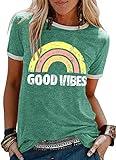 YEXIPO Graphic Tees for Women Short Sleeve Summer Tops Funny Letter Printed Loose Casual T Shirts