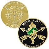 United States Army Special Forces Challenge Coin - Motivated, Dedicated, Lethal - Collectible Military Coin with Green Beret and Skull Design