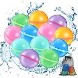 12Pcs Reusable Water Balloons, Magnetic Self Sealing Quick Fill Water Balloons, Summer Water Toys Refillable Water Bomb, Outdoor Pool Toys, Used for Water Fight Game, Summer Party.