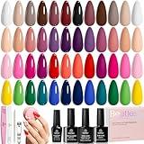 Beetles Winter Gel Polish Kit - Chic Outfits Collection 25 Colors Polish Set, Brown Purple Nude Red Black Color Gel Nails with 3Pcs Base Top Coat Soak off Uv Gel Manicure Kit Gift for Women