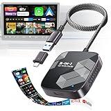 3-in-1 Wireless CarPlay Adapter, Car TV Mate Pro Max 2025 Upgraded [Metal & Glass Case] Convert Wired to Wireless Apple Car Play/Android Auto or HDMI for Fire TV Stick, Compatible for 2016+ Vehicles
