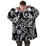 The Big Softy Oversized Blanket Hoodie Kids - Teens, Graphic Print Black Hoodie Blanket, Sherpa Hooded Blanket Kids Oversized Hoodie, Teens Blanket Hoodie, Football Gift for Boys or Girls (Football)