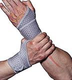 HiRui 2 Pack Wrist Compression Strap and Wrist Brace Sport Wrist Support for Fitness, Weightlifting, Tendonitis, Carpal Tunnel Arthritis, Pain Relief-Wear Anywhere-Adjustable (Gray)