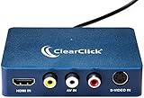 ClearClick Video to USB 1080P Audio Video Capture & Live Streaming Device - Input HDMI, AV, RCA, S-Video, VCR, VHS, Camcorder, Video8, Hi8, DVD, Gaming Systems - USB-C Plug & Play