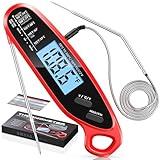Vuwwey Instant Read Meat Thermometer Digital for Cooking with Dual Probe, Big Backlit & Calibration, Kitchen Food Thermometer for Oven, Candy, Grill, Smoker, BBQ & Oil Fry, Gifts for Men, Fathers Day