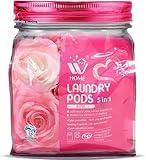 WBM 5 in 1 Laundry Detergent Pods, Ultra Concentrate and Powerful Stain Lifter Technology Fabric Softener, Laundry Pods Rose Scent - 32 Count