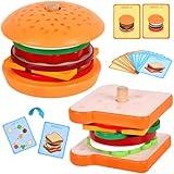 Wooden Burger Sandwich Stacking Toys for Kids, Montessori Toys for Toddlers & Preschoolers, Develops Fine Motor Skills