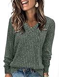 SAMPEEL Tunic Sweater for Women Long Sleeve Work Shirts Petite Lounge Tops Winter Clothes Fashion 2024 Green S