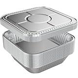 WANBAO 20 Pack Foil Pans with Lids 8 X 8 Inch Disposable Aluminum Tin Foil Baking Pans Meal Prep for Catering, Baking Cakes, Breads, Brownies, Bread, Meatloaf, Lasagna