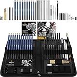 Castle Art Supplies 40 Piece Premium Drawing and Sketching Set With Tutorial | For Artists, Professionals or Beginners | Pencils, Charcoal, Graphite and More | In Neat Carry-Anywhere Zipper Case