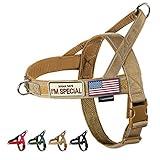 Annchwool No Pull Dog Harness with Soft Padded Handle,Reflective Strip Escape Proof and Quick Fit to Adjust Dog Harness,Easy for Training Walking for Small & Medium and Large Dogs(Brown,L)