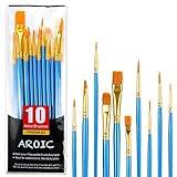 Acrylic Paint Brush Set, 1 Packs / 10 pcs Watercolor Brushes Painting Brush Nylon Hair Brushes for All Purpose Oil Watercolor Painting Artist Professional Kits.