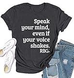 Qskall Equality Shirt for Women Ruth Bader Ginsburg T-Shirt RBG Tee Human Rights Tops Grey