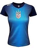 Icon Sports Official Licensed U.S. Soccer USWNT Girls' Soccer Performance Game Day Short Sleeve Tee Shirt Fitted | Blue, Medium