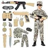 Kodvinp Army Costume For Kids, Military Soldier Costumes For Boys, Halloween Costumes Dress Up Role Play Set