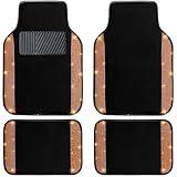 NBTEPEM Bling Car Floor Mats Full Set, Universal Fit Most Cars,SUV, Trucks, 4 pcs Sparkle Glitter Diamond Carpet for Women Girls with Anti-Slip Pad (Orange Diamond)