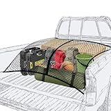 Zelvot Cargo Net for Pickup Truck Bed, 2 in 1 Truck Bed Net Tailgate Storage Truck Cargo Net, 4.3' x 4' Stretches to 8.6' x 8' Pickup Truck Bed Net Organizer Suitable for Daily Light Loads of Trucks