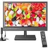 othoig 17 inch TV,Small HD Widescreen LED with Antenna,Digital ATSC Tuner-Free HD Local Channels,HDMI VGA USB Port,12 Volt Charger Cable/AC Power TV for Camping,Caravan and Kitchen
