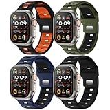 Acextro 4-Pack Sport Bands Compatible with Apple Watch Ultra 2/Ultra Band 49mm 46mm 45mm 44mm 42mm for Men, Waterproof Silicone Strap Soft Breathable Wristband for iWatch Serise 10 9 8 7 6 5 4 3 SE