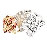 SEETOOOGAMES Vintage Wooden Bingo Game Set-120 Bingo Number Cards and 75 Chess