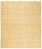 Forever Bamboo Light-Filtering Cord-Free Bamboo Reed Roll-Up Blind Shades for Windows Manual Roman Blinds Natural 60 in W x 72 in H