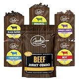 Jerky.com Beef Jerky Sampler Pack – 5 Flavors (Original, Black Pepper, Teriyaki, Sweet & Spicy, Hot) – Premium Meat Snack, No MSG, High-Protein Gift for Men (5 Flavors - 1 oz. bags)