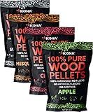 Kona Wood Pellets Variety Pack, Intended for Ninja Woodfire Outdoor Grill, Apple, Cherry, Mesquite, Supreme Blend, 4, 2 lb Resealable Bags