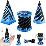 3 Packs Impossible Cone,Spiral Cone Fidget Toy Impossible Pyramid Passthrough Toy,3D Printed Spiral Cone Fidget Toy,Mini Vortex Thread Illusion Desktop Deco Souvenir Gift for Anxiety Relaxing