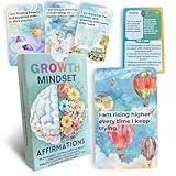 UHillMinerva Growth Mindset Affirmation Cards, 52 Watercolor Illustrated with Fixed vs Growth Comparison, Inspirational Cards for Teens Adults Parents Teachers Personal Development