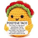Mini Emotional Taco Support Funny Birthday Gifts for Women Men Mom Dad Husband Daughter Sister Friend Coworker Inspirational Relaxation Gifts Positive Crochet Animals Party Favors Christmas Stuffer